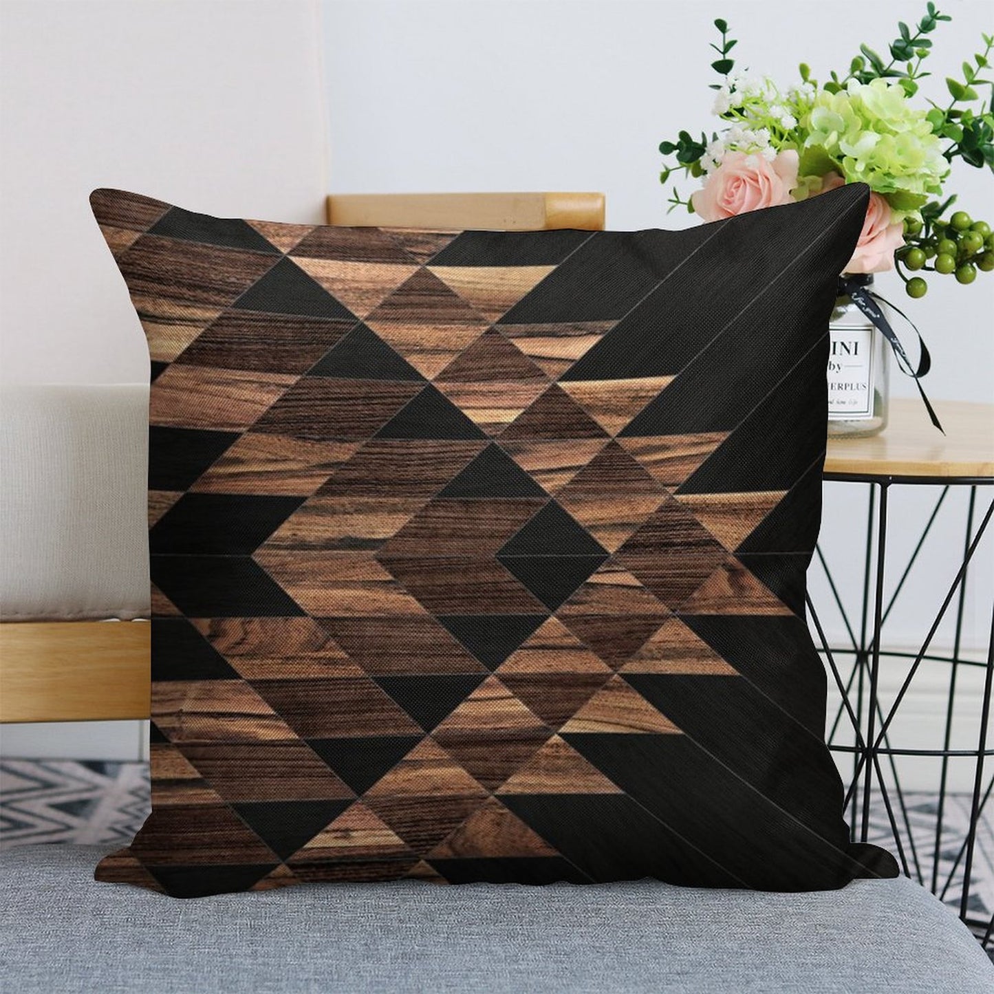 Urban Tribal Pattern No.11 - Aztec - Wood Linen Throw Pillow Cover