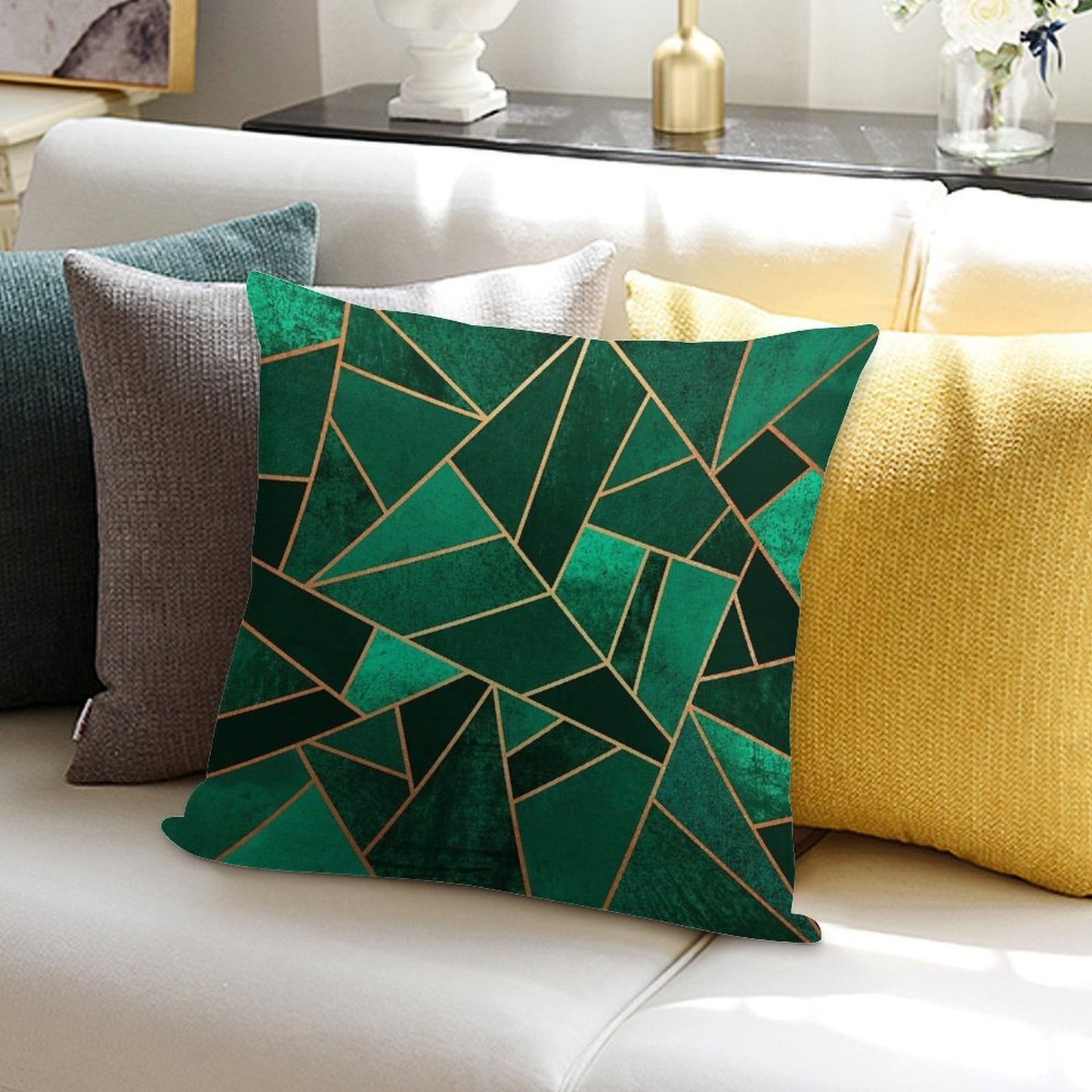 Emerald And Copper Soft Skin-Friendly Throw Pillow