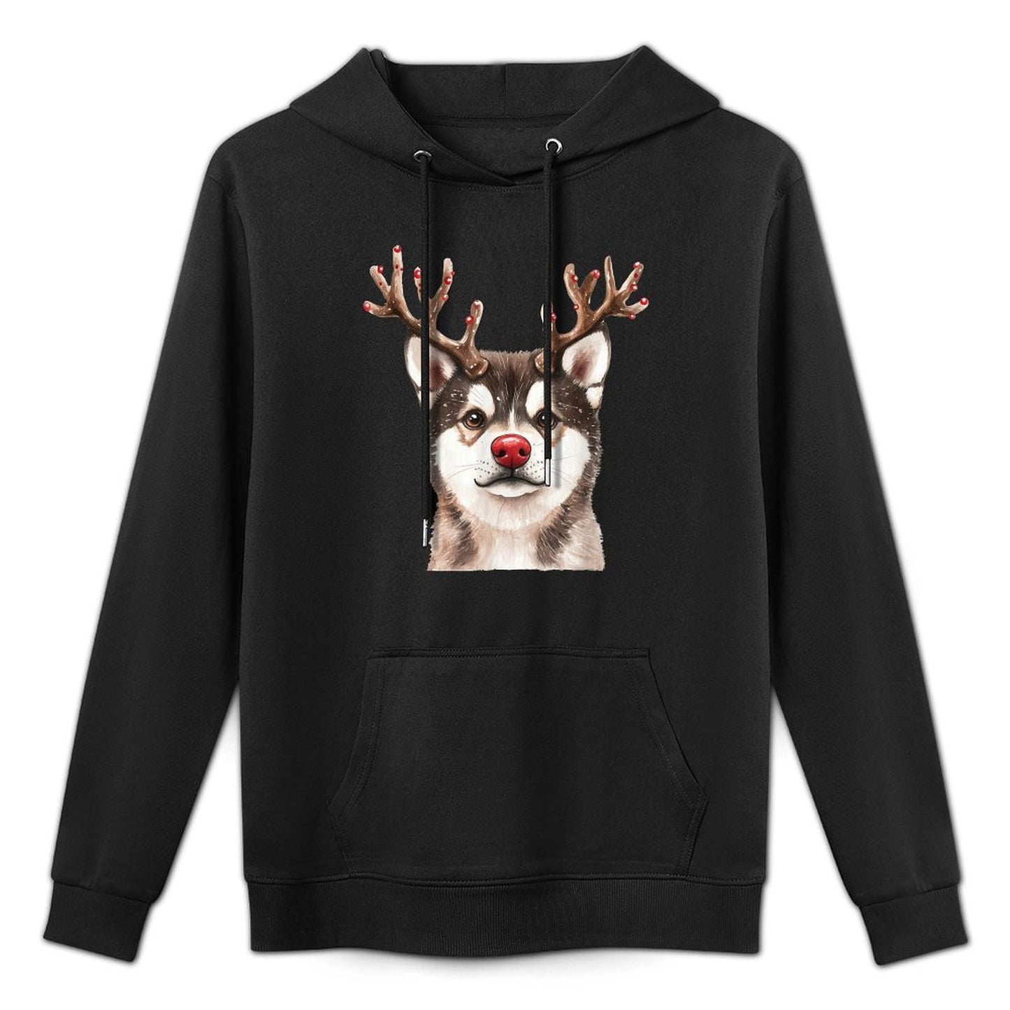 Akita Reindeer Christmas Lights Dog Lover Xmas Pajama Cotton-Polyester Blend Hoodie