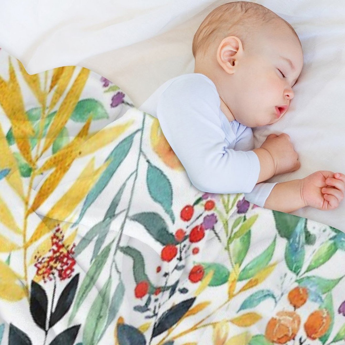 Colorful Watercolor Floral Pattern Throw Blanket