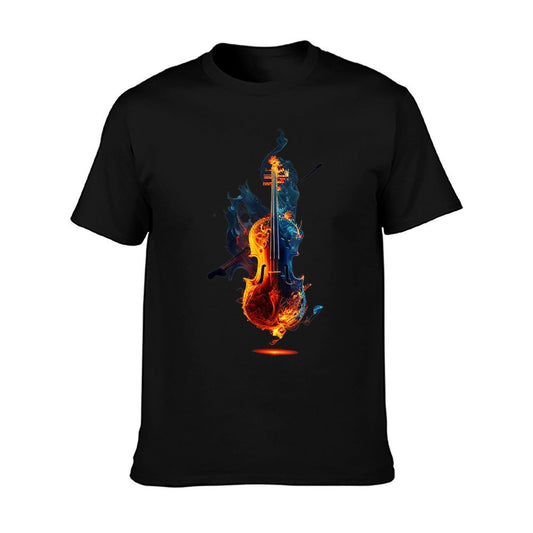 Cool Violin on Fire for Burning Music T-Shirt