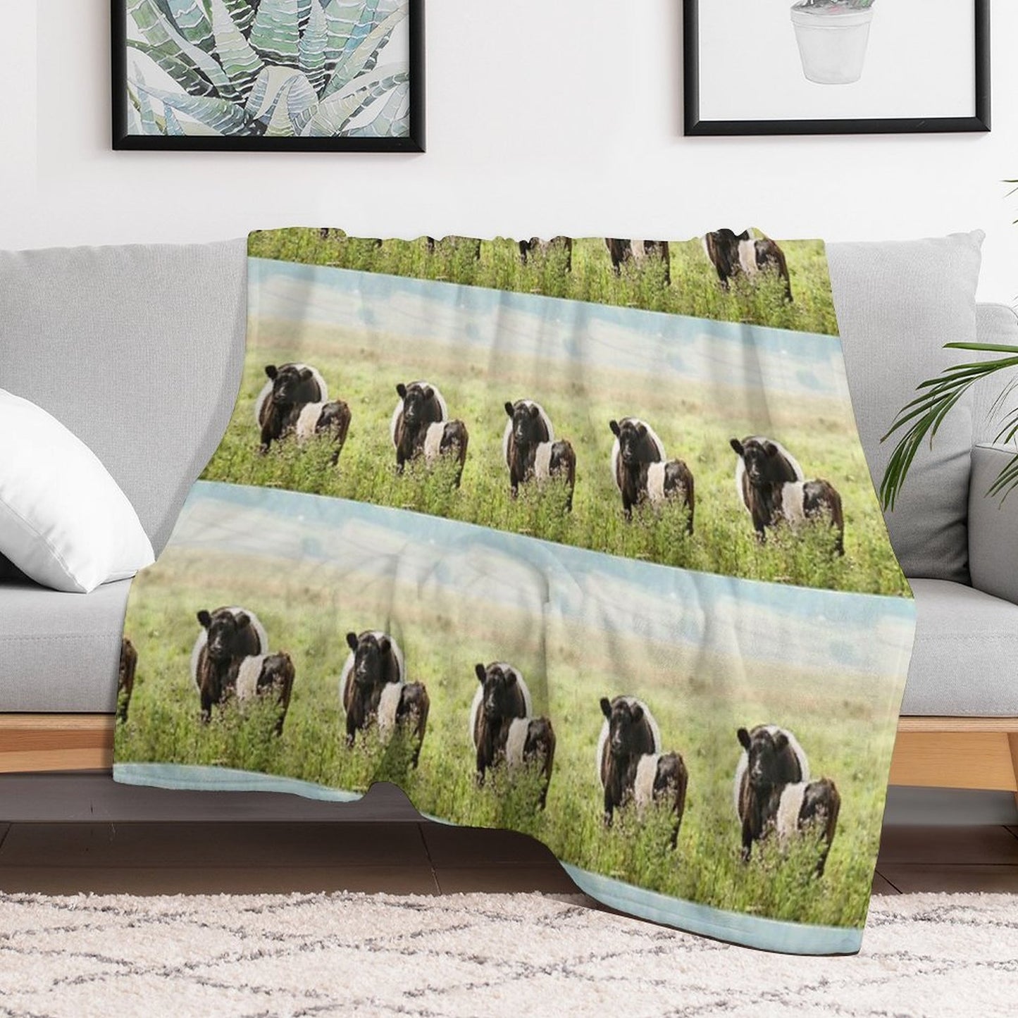 Belted Galloway Cow And Calf Throw Blanket