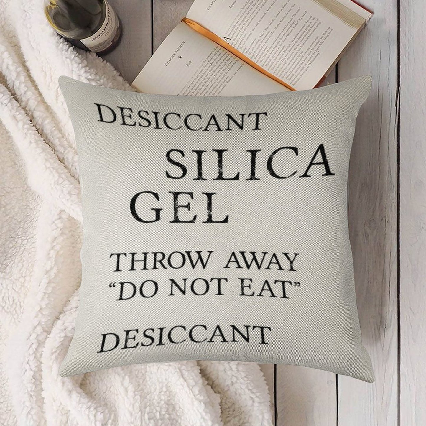 Silica Gel Desiccant Do No Eat (correct) Linen Throw Pillow Cover
