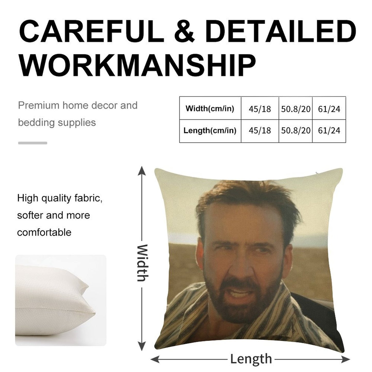 Nic Cage Meme Linen Throw Pillow Cover
