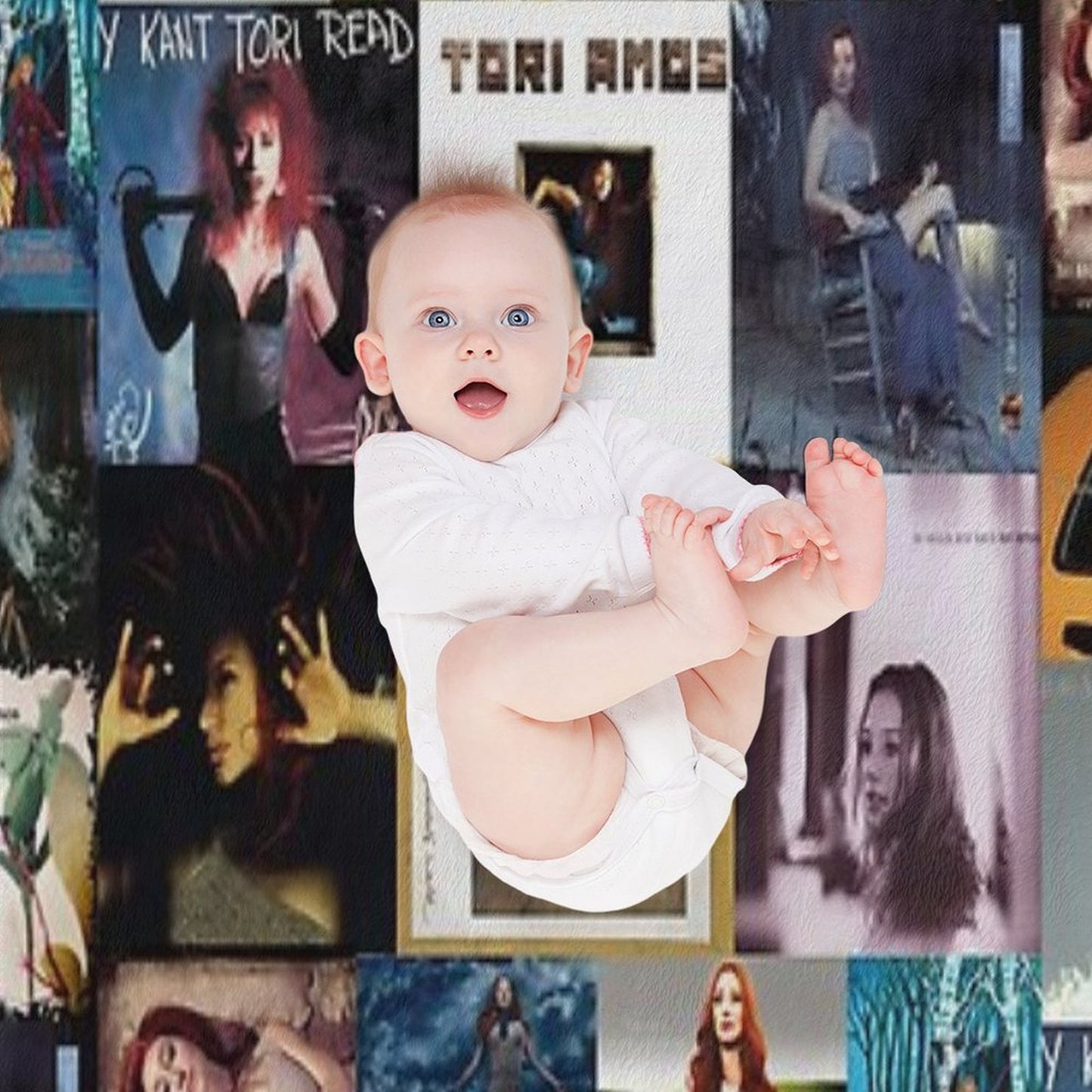 Tori Amos Album Records Collage Collection Print Throw Blanket