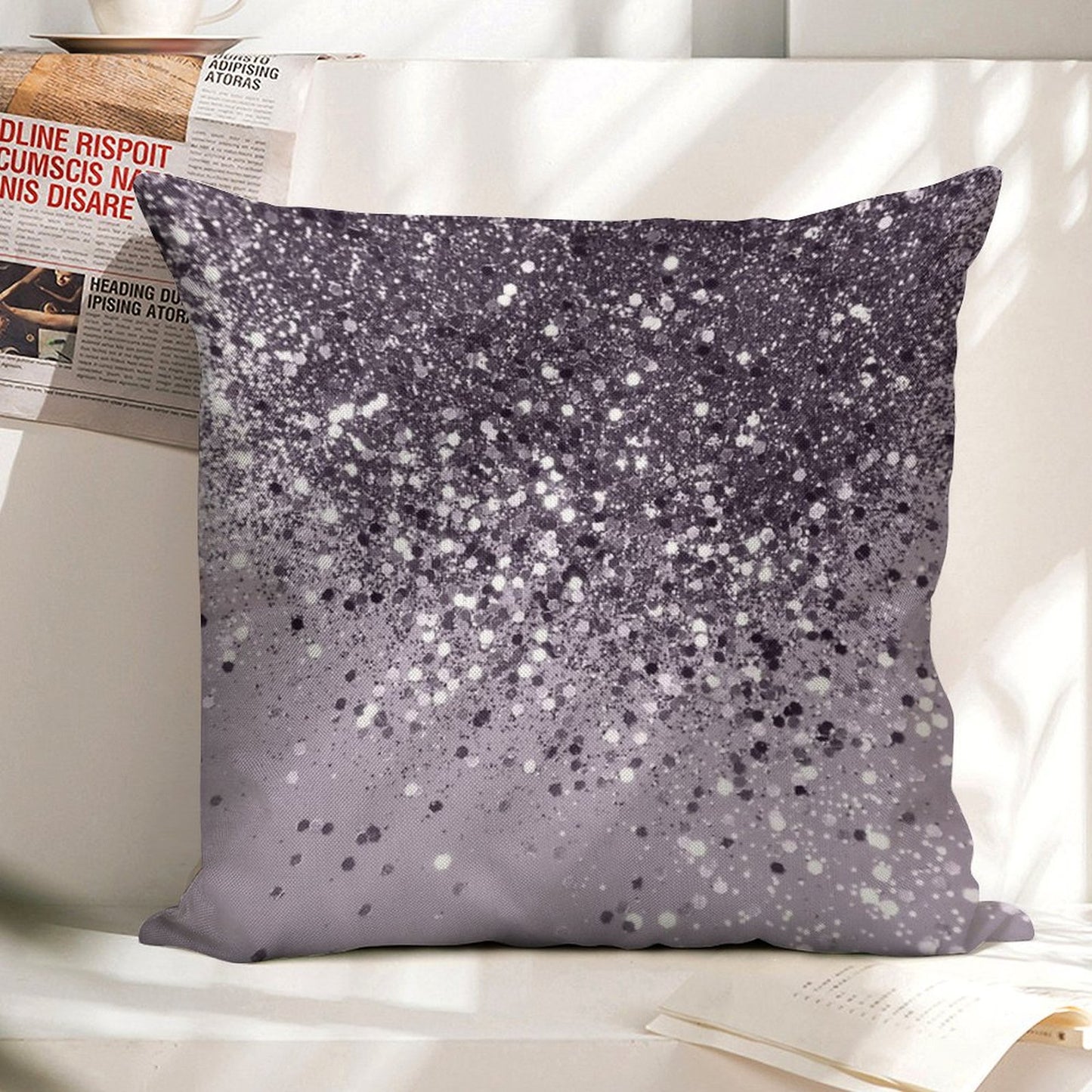 Lavender Lady Glam #2 (Photo of Glitter Only - Not Reflective) Linen Throw Pillow Cover