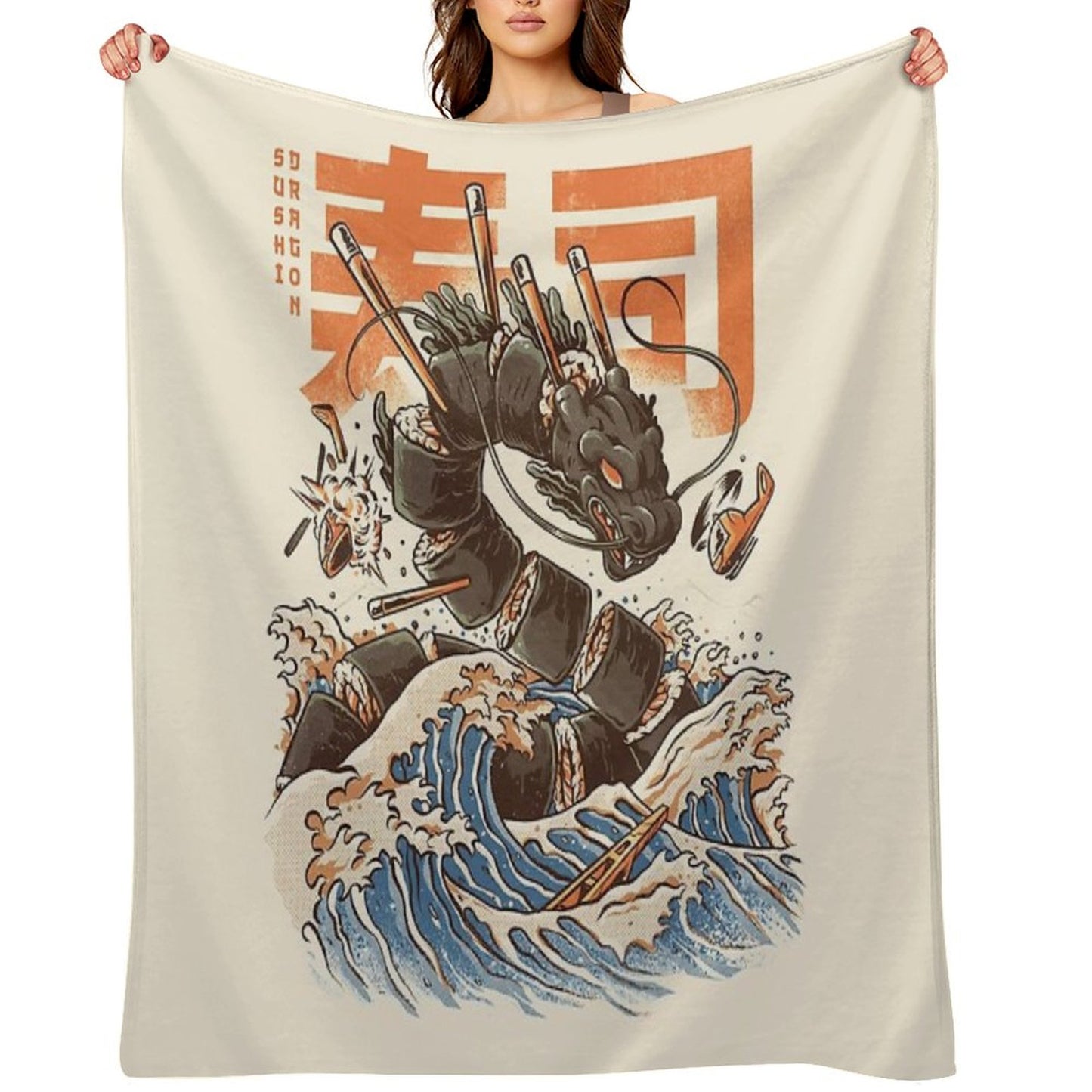 Great Sushi Dragon Throw Blanket