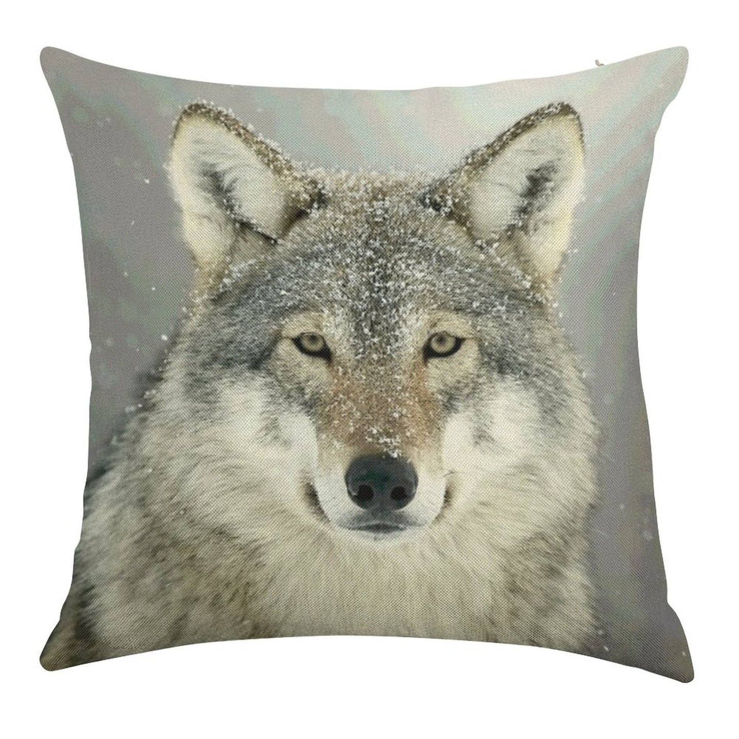 GREY WOLF Linen Throw Pillow Cover
