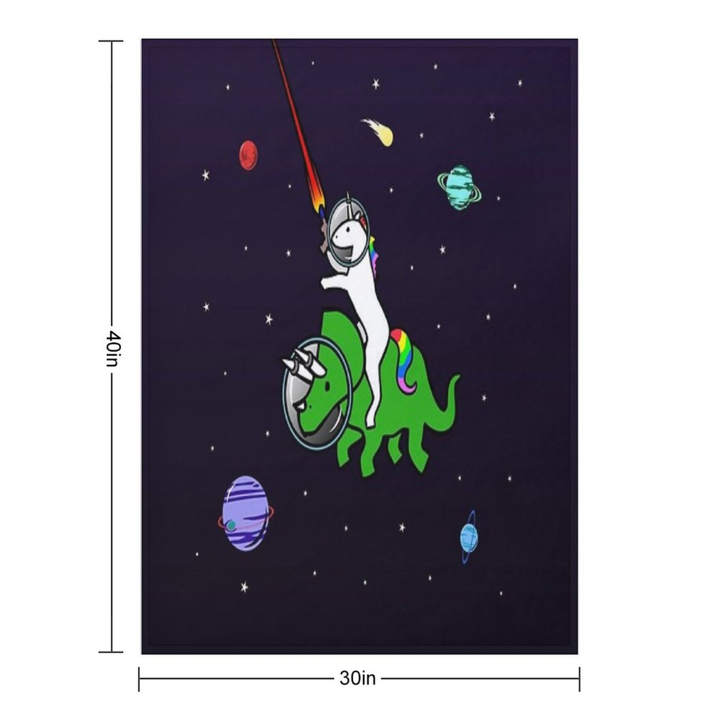 Unicorn Riding Triceratops In Space Throw Blanket