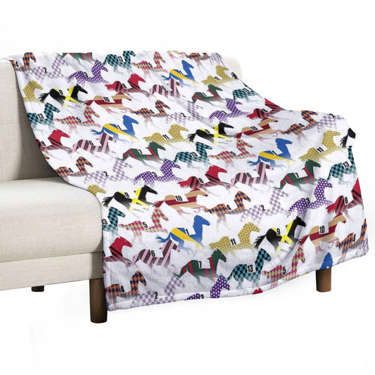 Off to The Horse Races Jockey Silks Pattern Throw Blanket