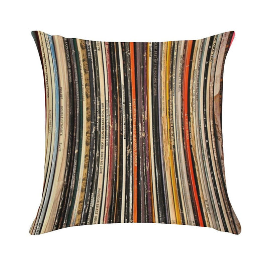 Vinyl Record Collection Photography Soft Bedroom Essential Throw Pillow