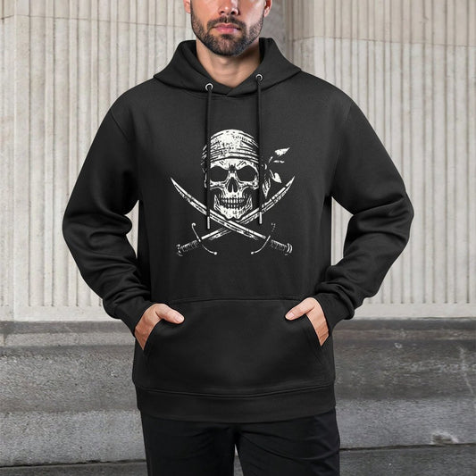 Pirate Skull And Crossbones Skeleton Halloween For Kids Boys Breathable Fabric Hoodie