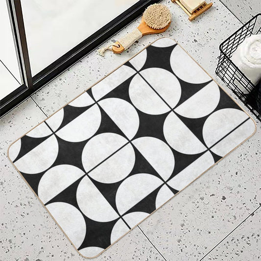 Mid-Century Modern Pattern No.2 - Black And White Concrete Bath Mat