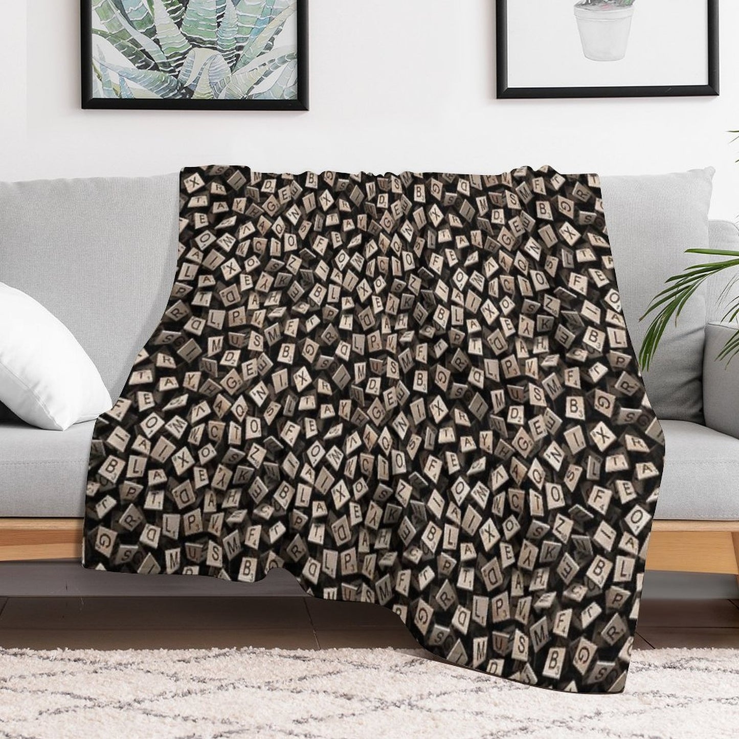Scrabble Tile Madness Pattern Throw Blanket