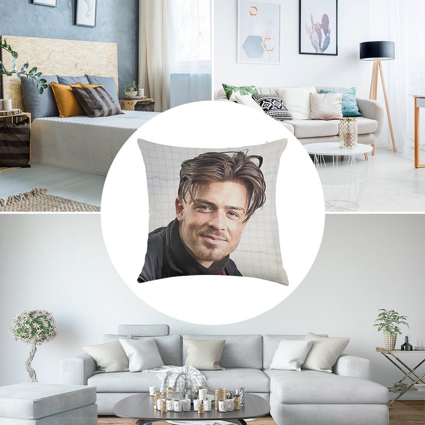 Jack Grealish Smile Linen Throw Pillow Cover