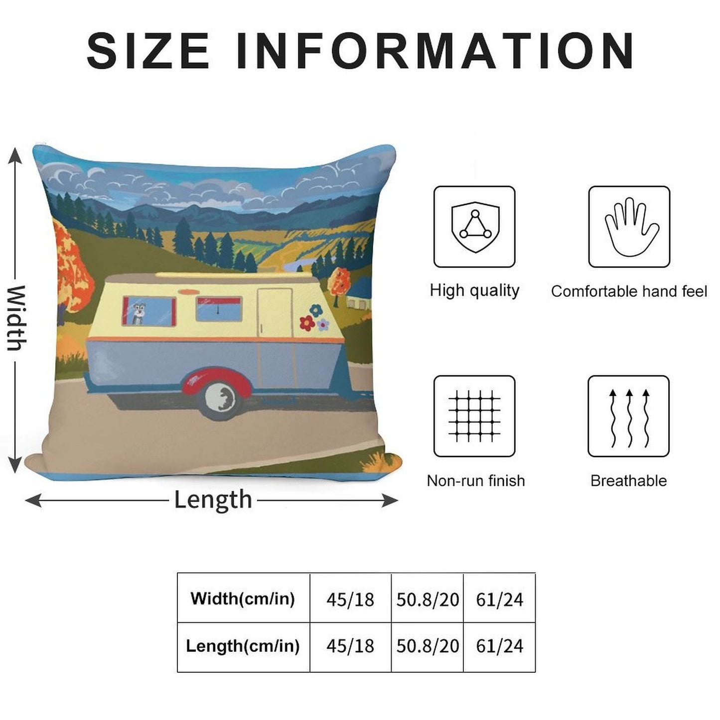 Vintage Caravan on Tour (with A Schnauzer!) Soft Multiple Sizes Throw Pillow