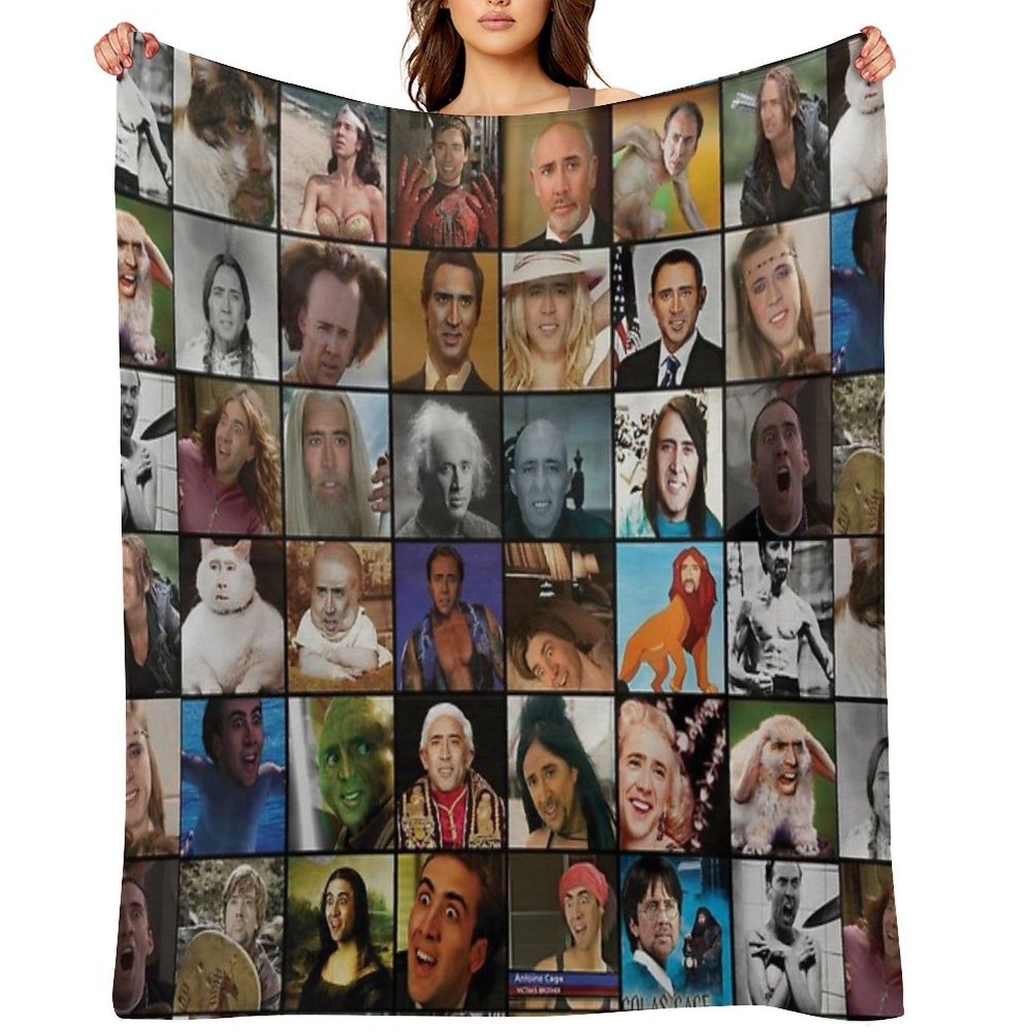 Nicholas Cage Pattern - Nicolas Cage - Nick Cage Nic Cage Throw Blanket