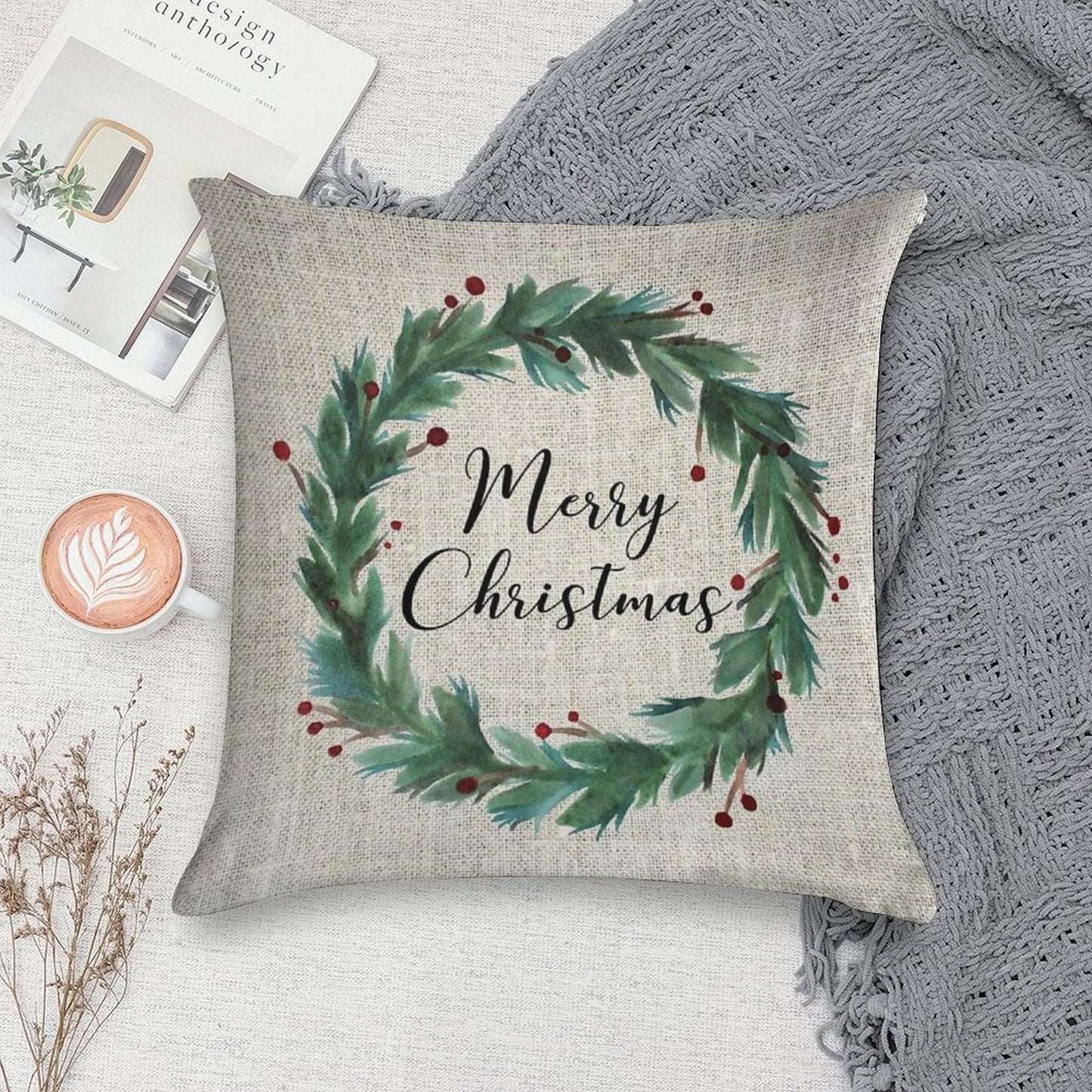 Christmas Wreath Soft Ultra-Soft Texture Throw Pillow