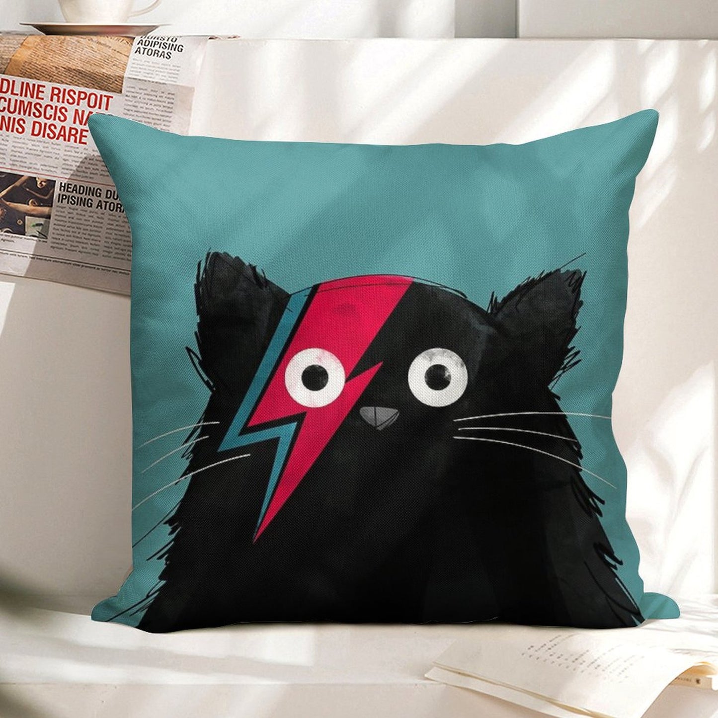 Cat Bowie Linen Throw Pillow Cover