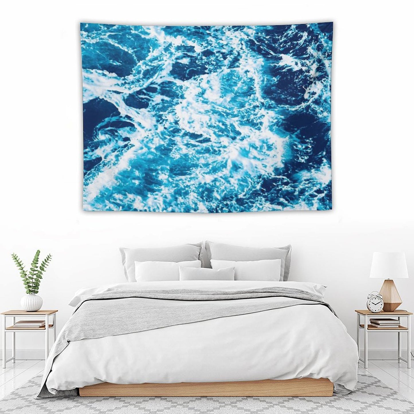 Turquoise Ocean Wave - Electric Marbled Seas Tapestry