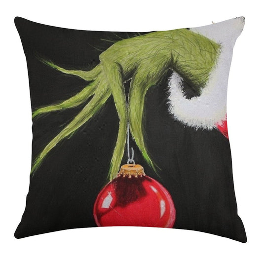 Who Stole Christmas Linen Throw Pillow Cover