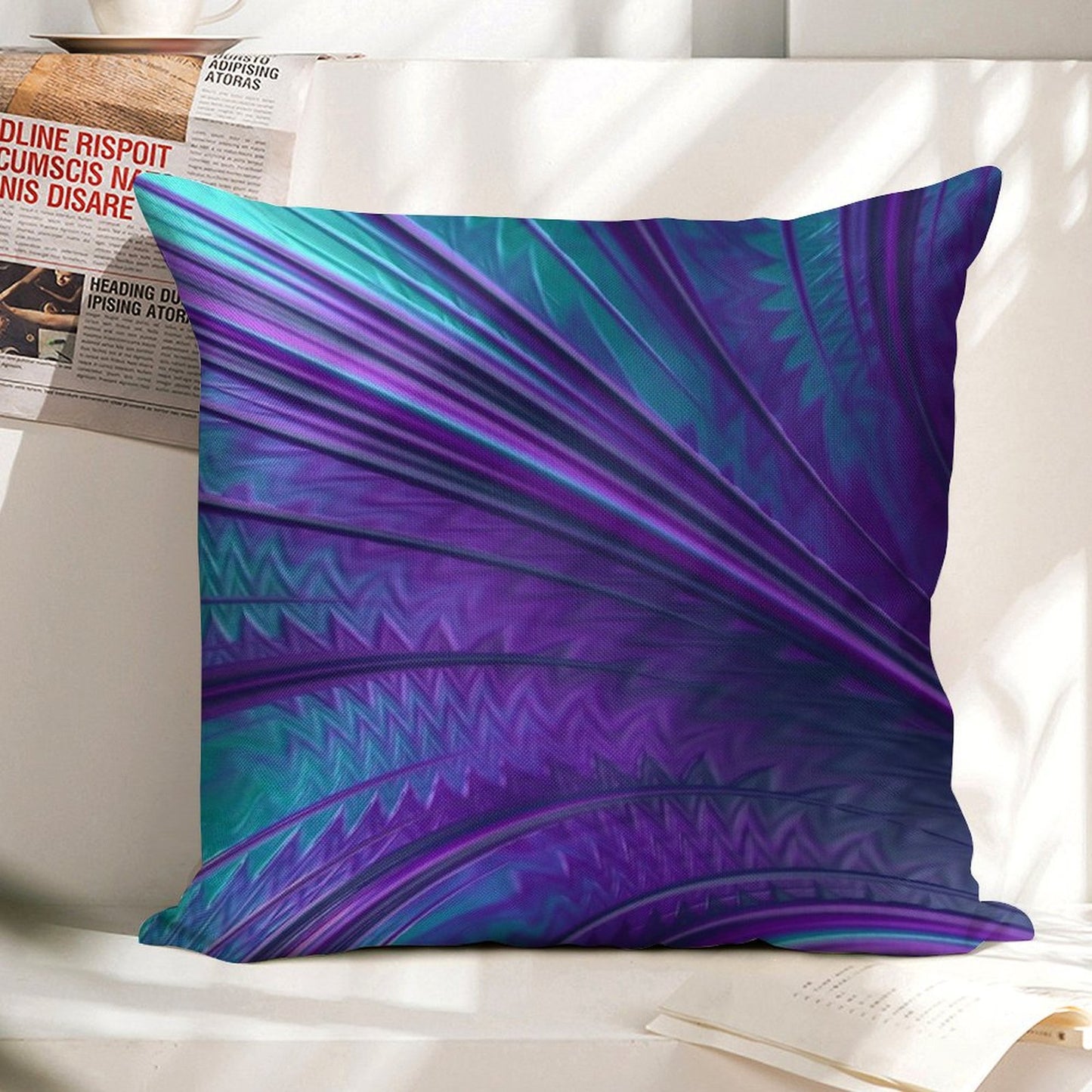Abstract in Blue And Purple Linen Throw Pillow Cover