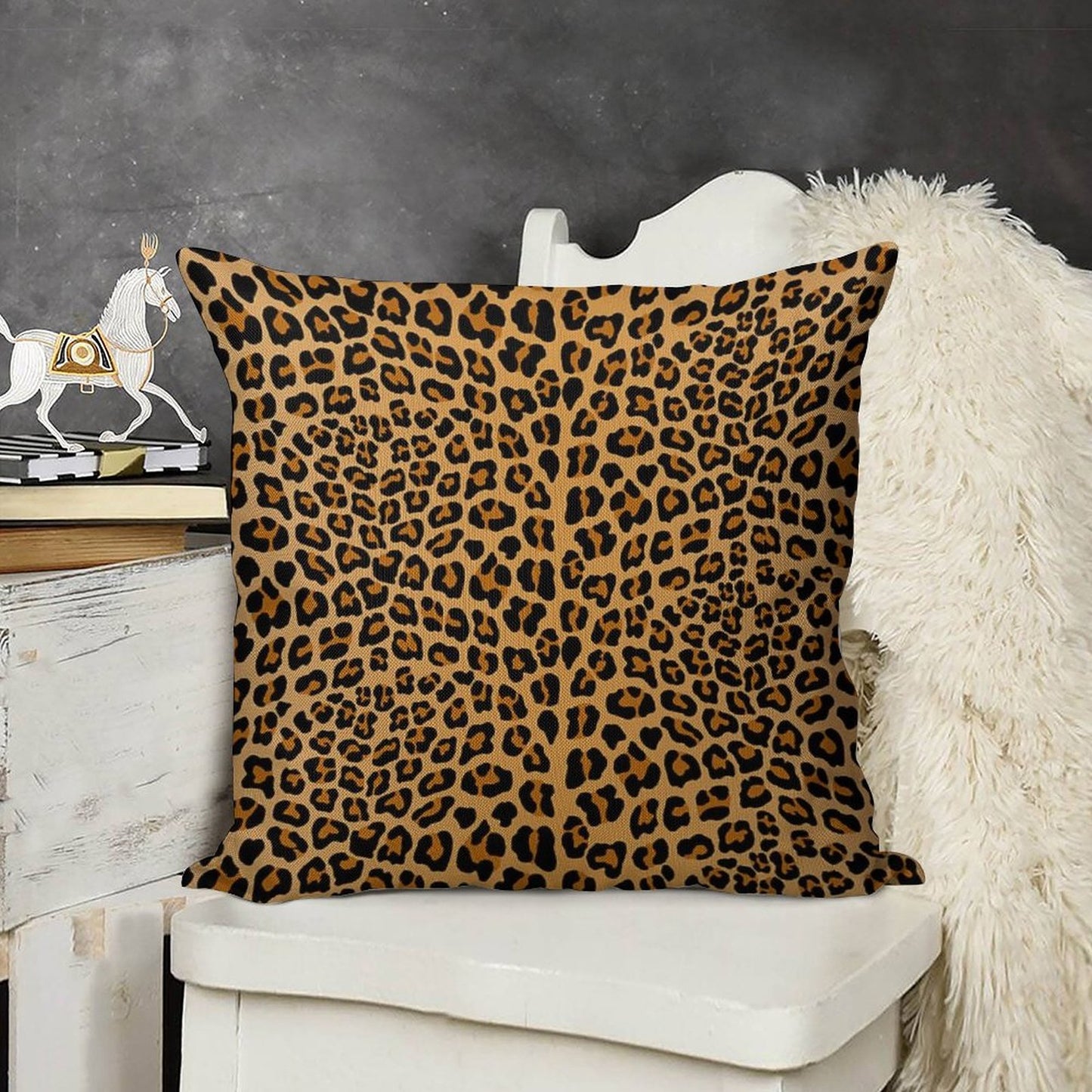 Trendy Leopard Print Aesthetic – Wild Animal Pattern Design Linen Throw Pillow Cover