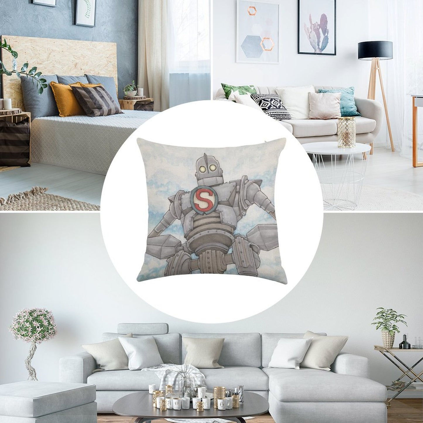 The Iron Giant Animated Movie Linen Throw Pillow Cover
