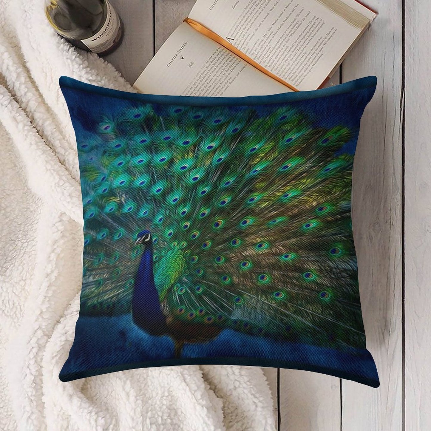 Being Yourself - Peacock Art Linen Throw Pillow Cover