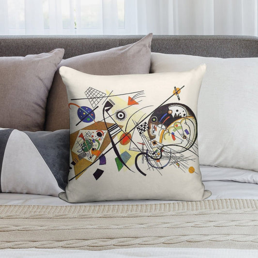 HD. Transverse Lines (1923), by Wassily Kandinsky Soft Short Plush Fabric Throw Pillow