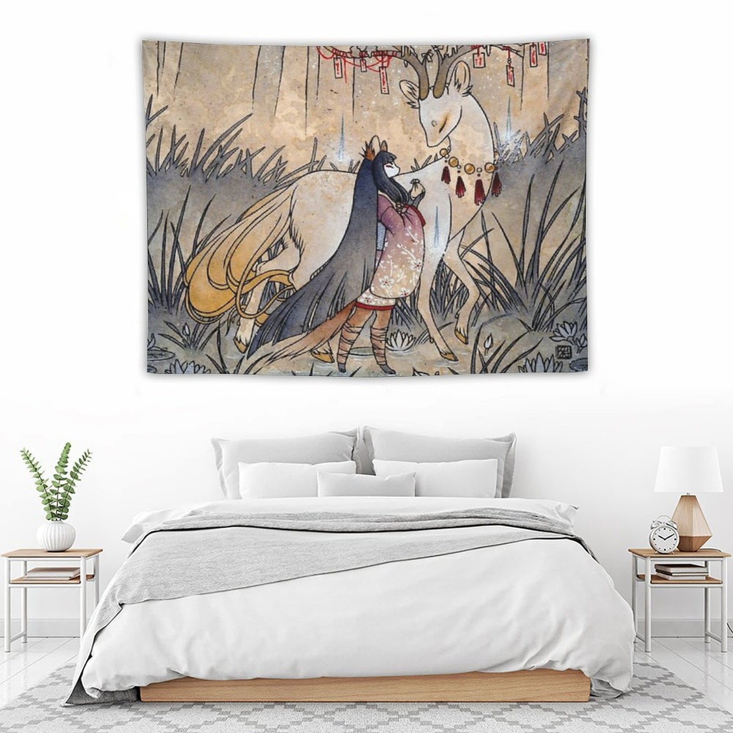The Meeting of The Fox And Wish Spirit Tapestry