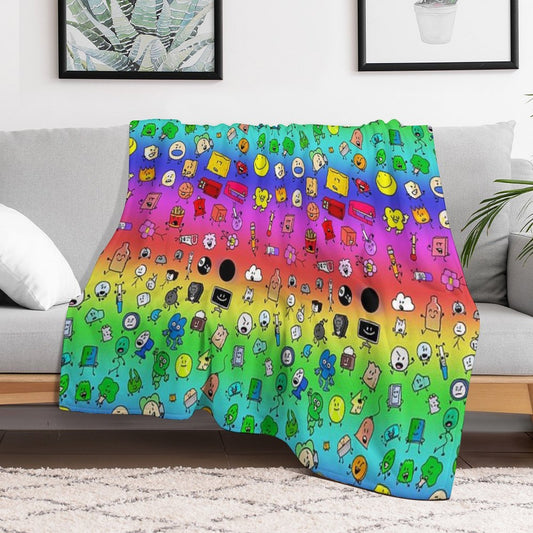 BFDI All Characters (Rainbow) Throw Blanket
