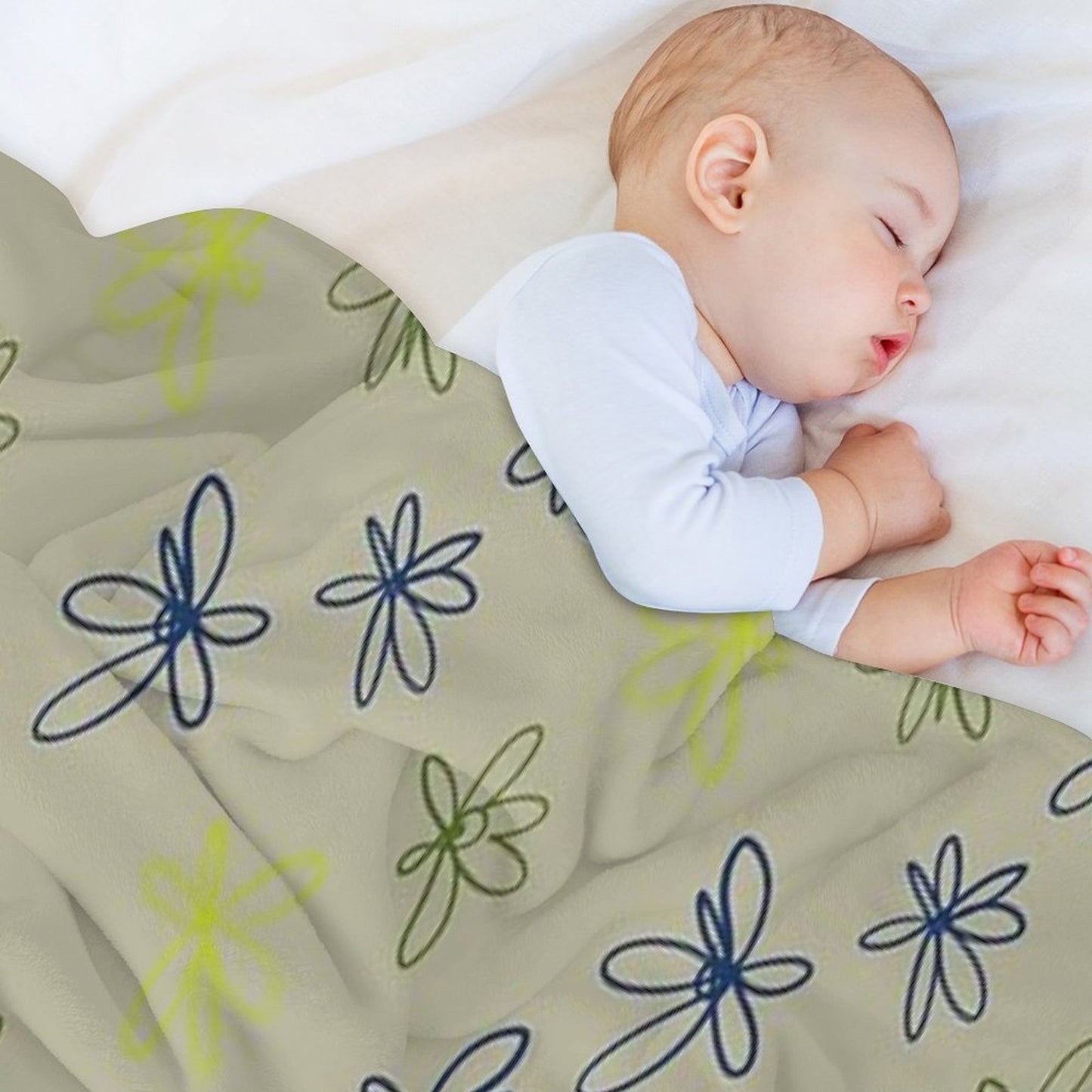Daisy Whispers - Minimalist Leaf Pattern Throw Blanket