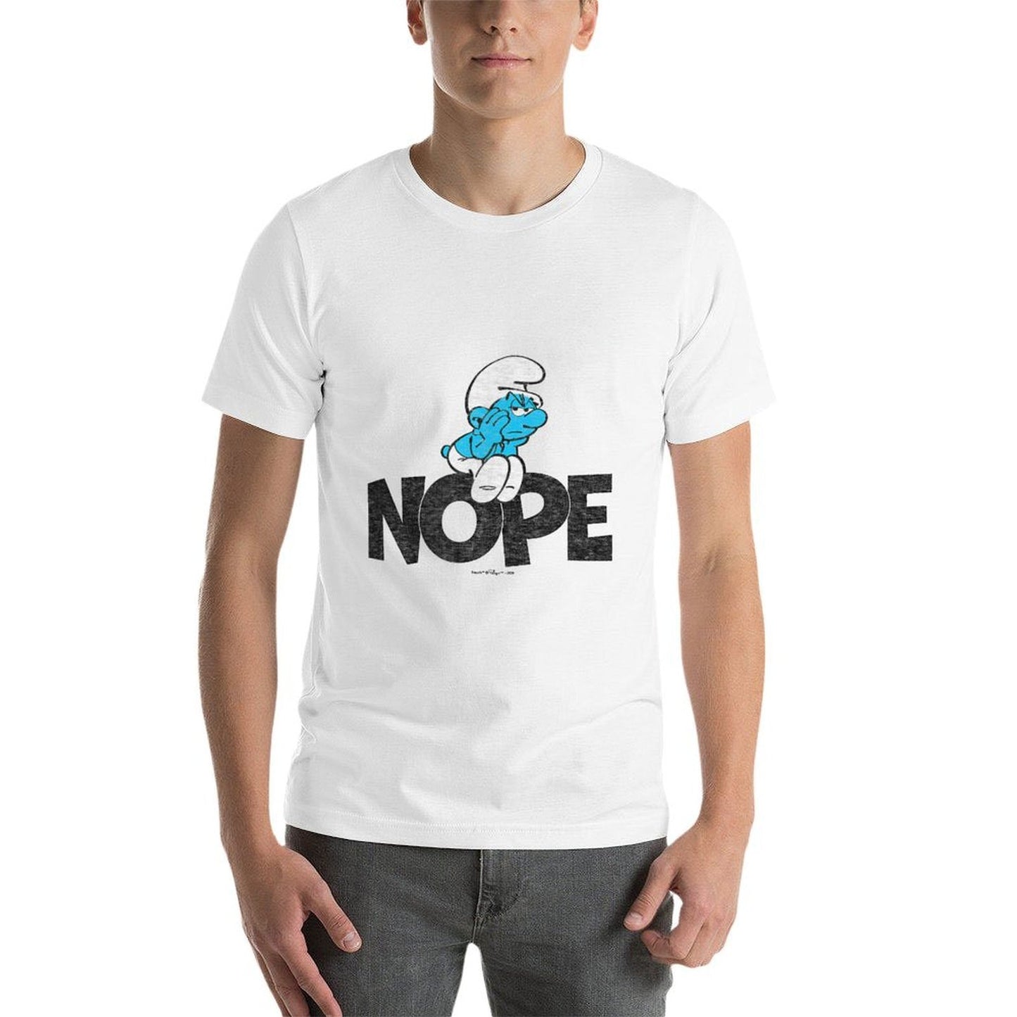 The Smurfs - Grouchy Smurf Nope Heathered Texture T-Shirt