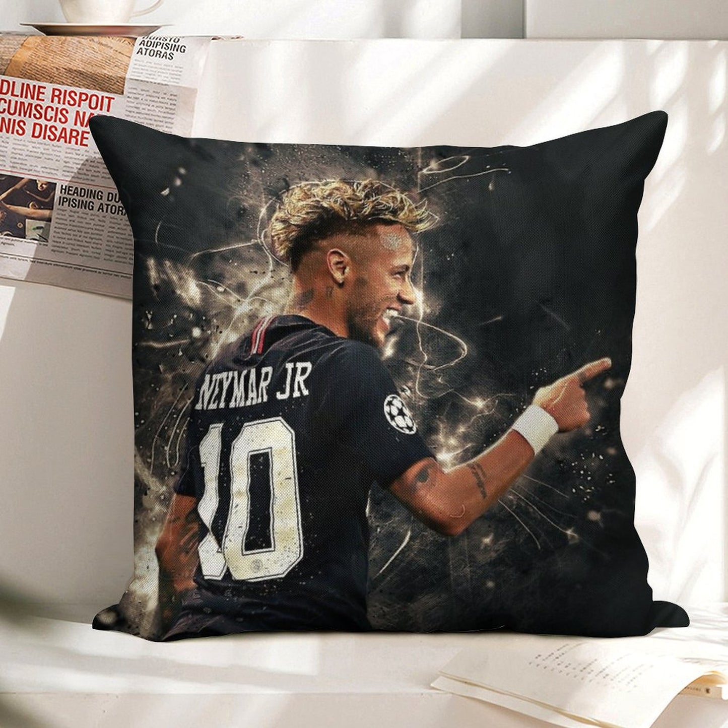 Neymar #111 Linen Throw Pillow Cover
