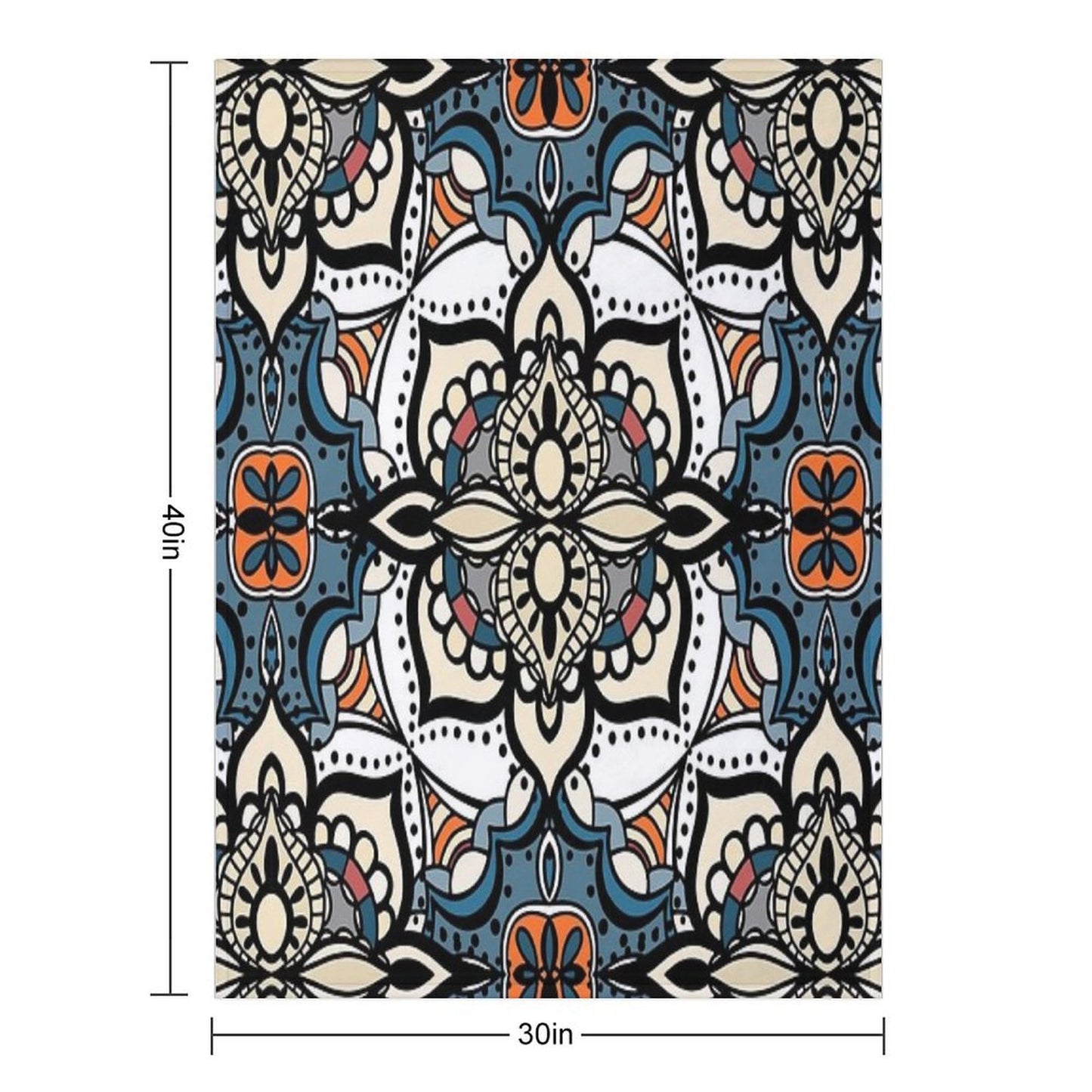 Abstract Renaissance Geometrical Flowers, Mosaic Floral Fantasy Pattern Throw Blanket