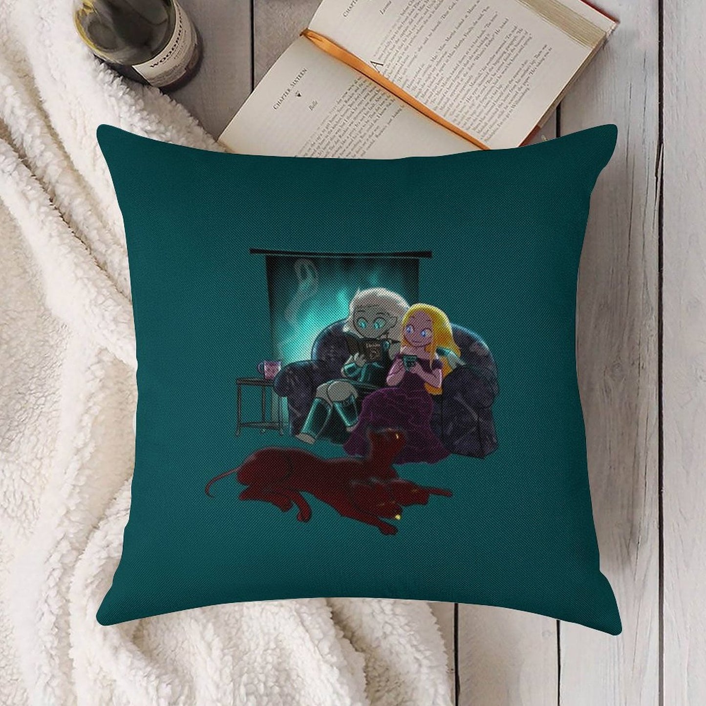 Cozy Winter Night Linen Throw Pillow Cover