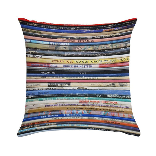 Vintage Retro Record Album Spines Soft Ultra-Soft Texture Throw Pillow