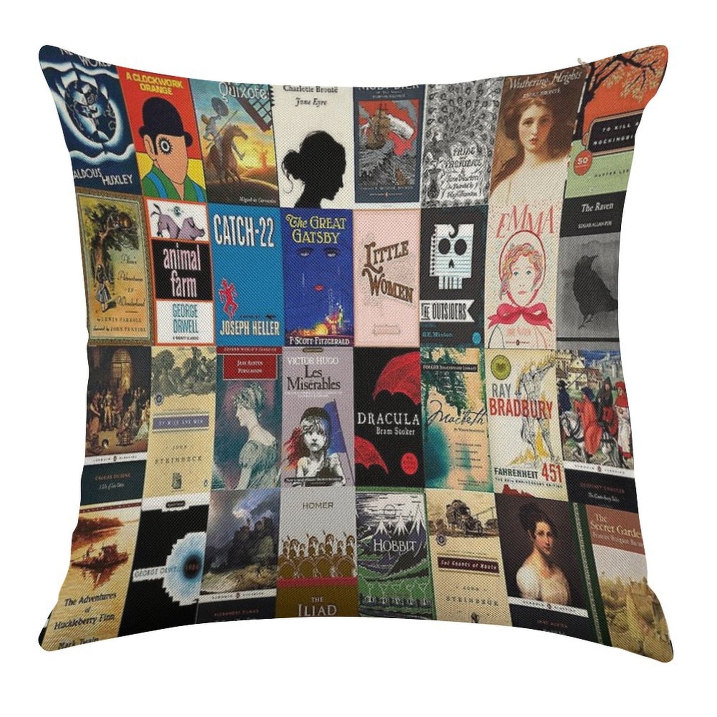 Classic Literature Book Covers Linen Throw Pillow Cover