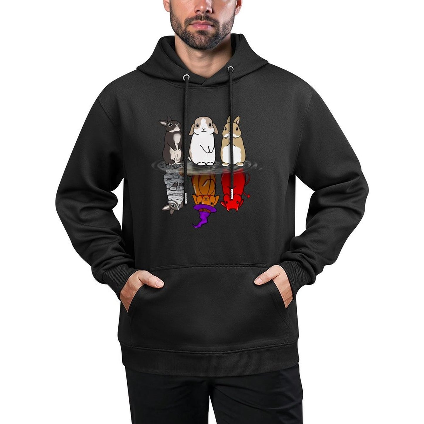 Rabbit Halloween Reflect Rabbit Halloween Mirror Bunnies Relaxed Fit Hoodie