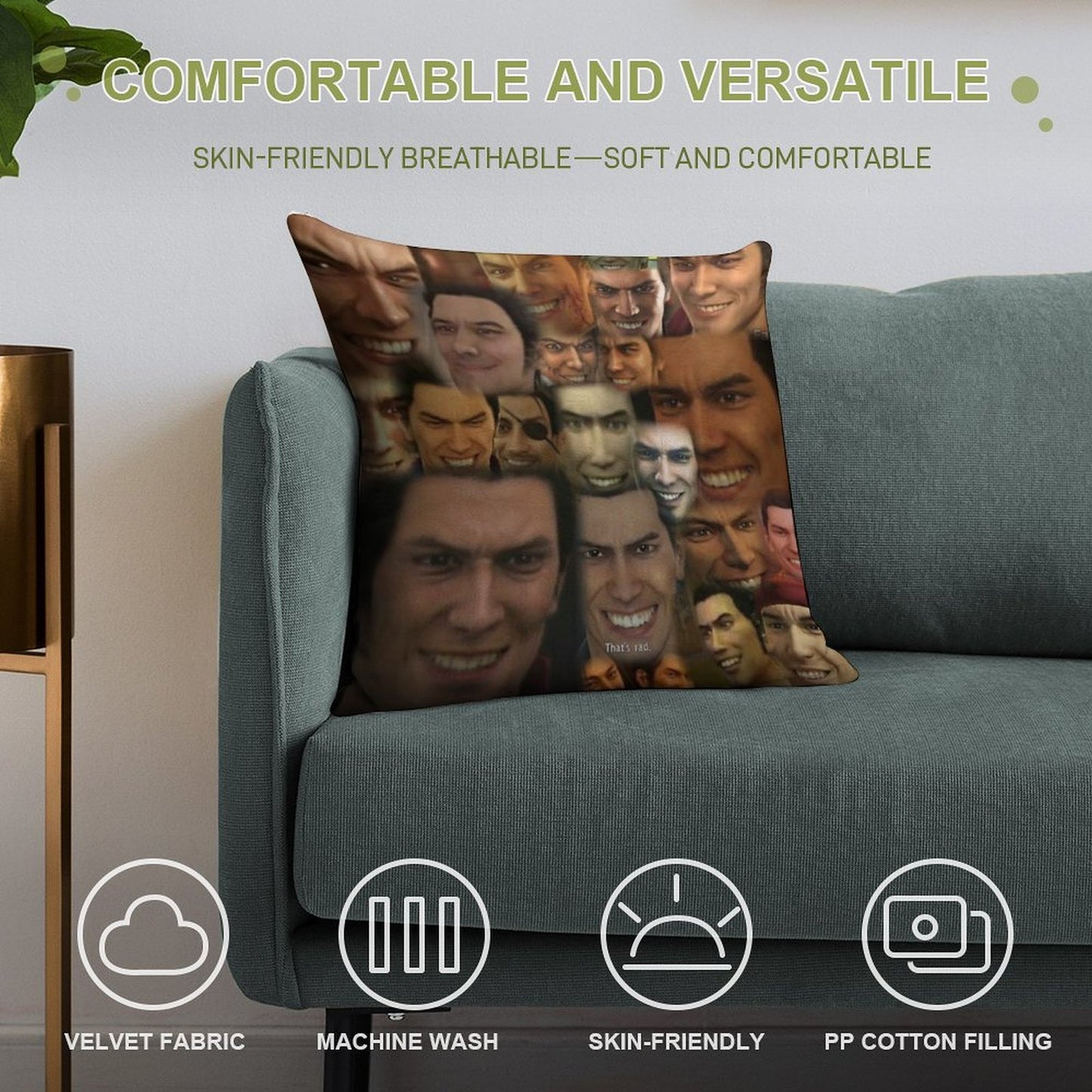Happy Kazuma Kiryu ) Soft Ultra-Soft Texture Throw Pillow