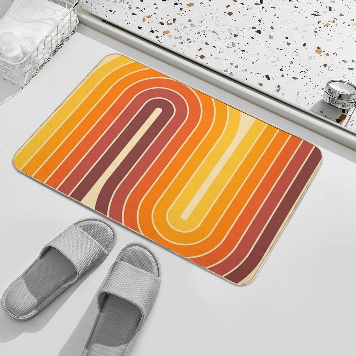 Retro Geometric Double Arch Design 522 Pet-Safe Bath Mat