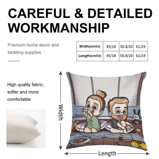 Let's Play Together - Pibubear Linen Throw Pillow Cover