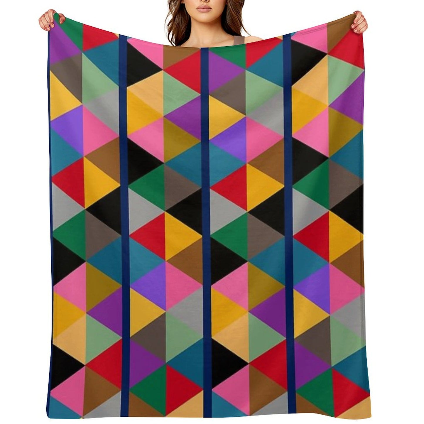 Geometric Bright Multi Colour Pattern Throw Blanket