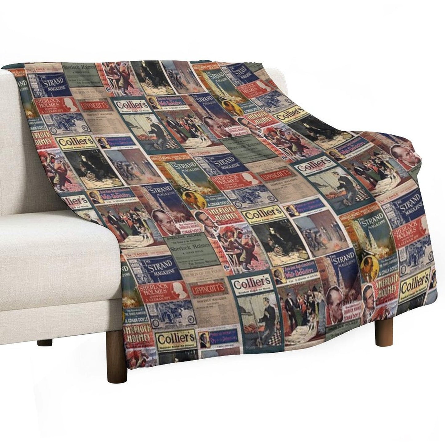 Sherlock Holmes - Vintage Magazines Throw Blanket