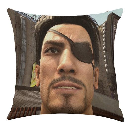 Goro Majima Linen Throw Pillow Cover