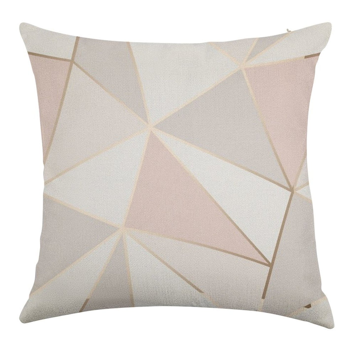 Geometric Pink & Gray Linen Throw Pillow Cover
