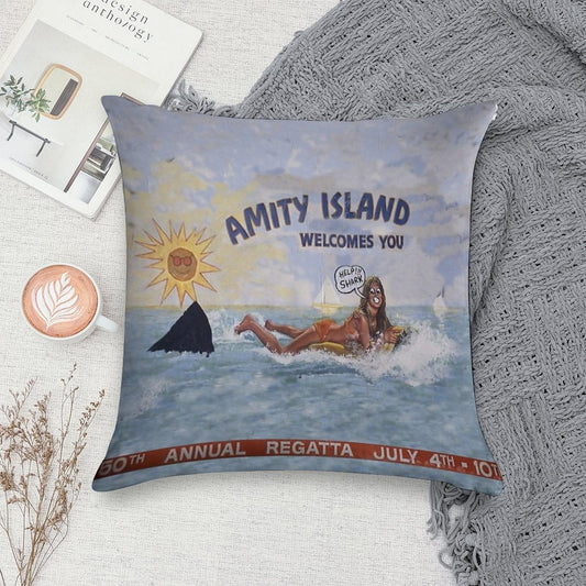Welcome To Amity Island Soft Decorative Cover Throw Pillow