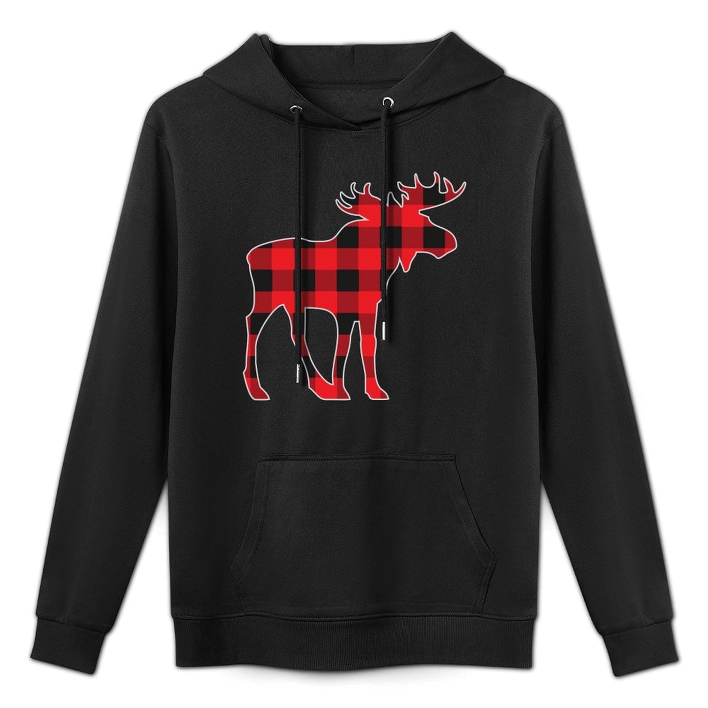 Moose Elk Plaid Buffalo Check Pajama Lumberjack Christmas All-Day Comfort Hoodie