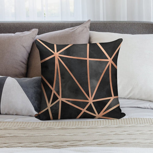 Black And Copper Geo Soft Skin-Friendly Throw Pillow